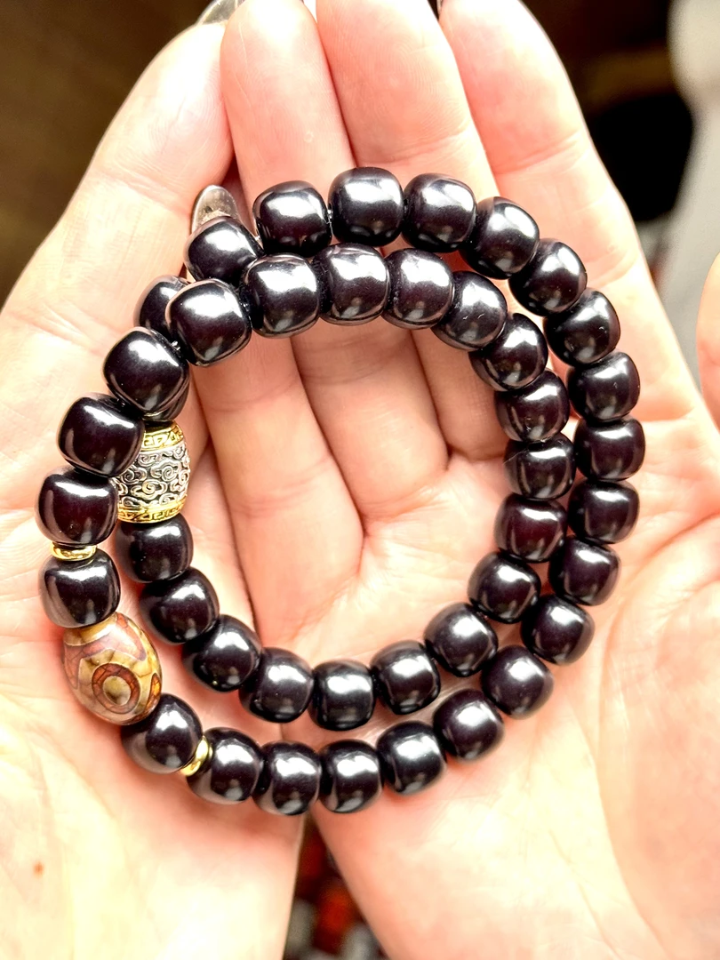 手链 【光】树脂老料柔青菩提手串佛珠脖念珠挂男女手持文玩盘玩