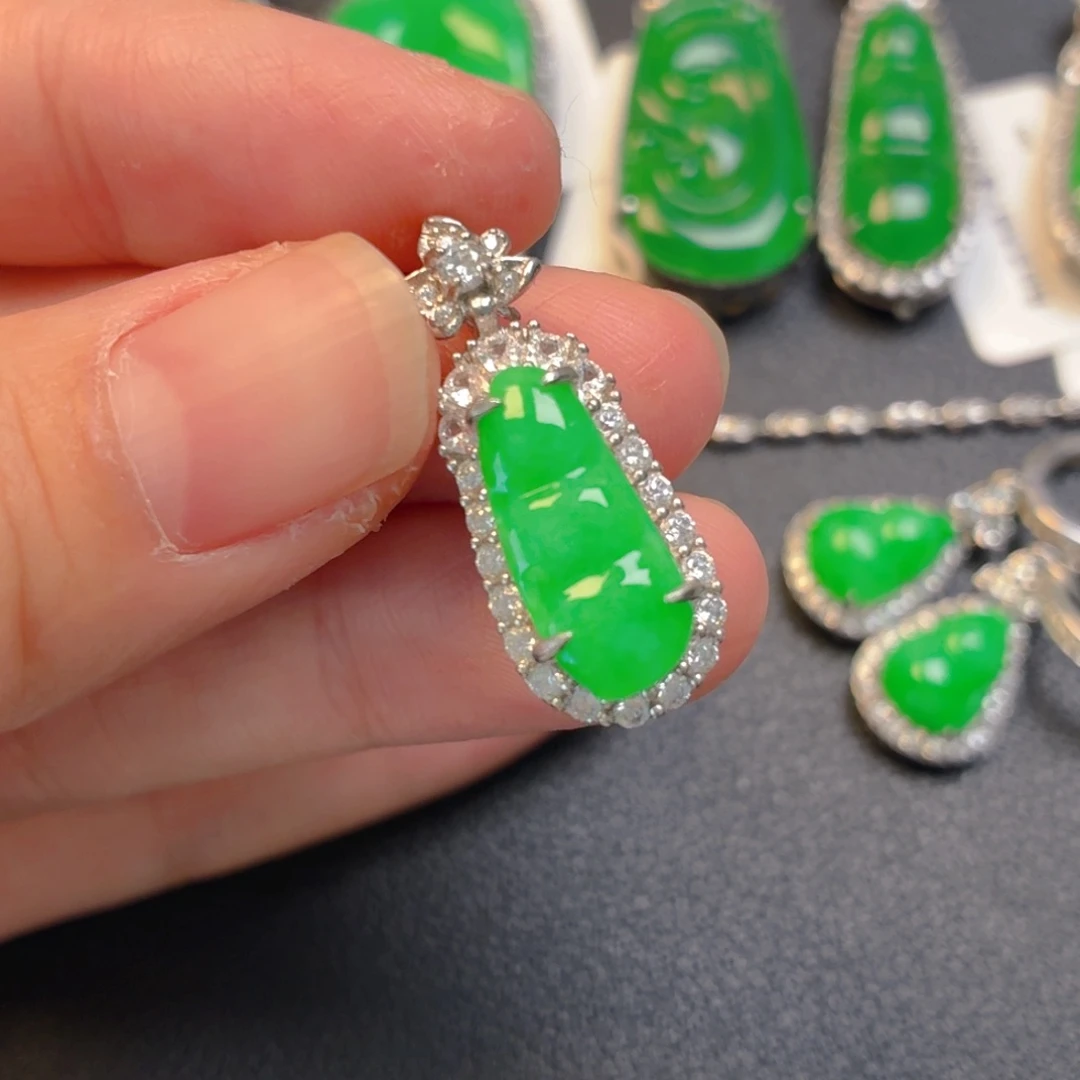 翡翠银S925镶嵌吊坠(不含链)