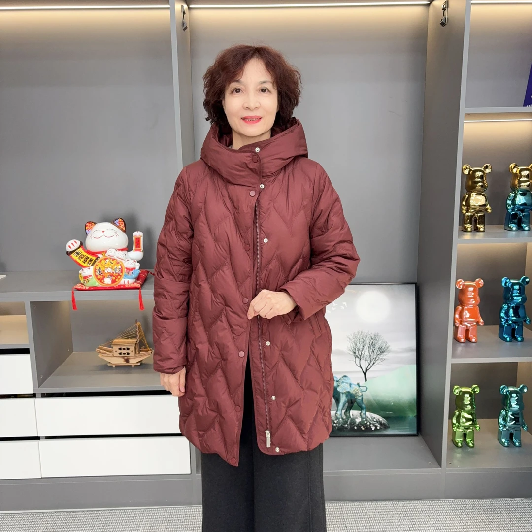0929-妈妈装中老年女装时尚减轻休闲中长款羽绒服
