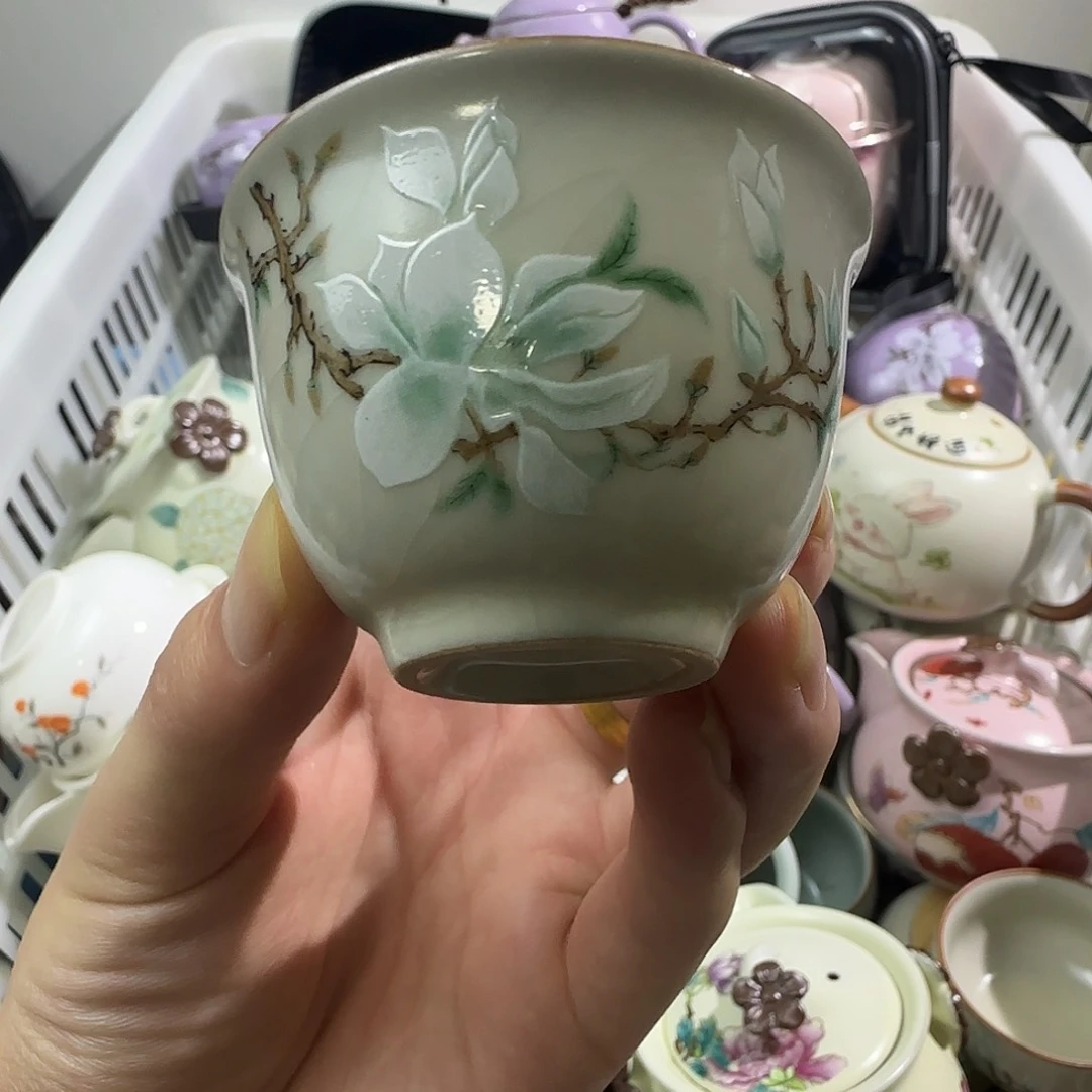 瓷片优一堂黄汝玉兰品茗杯