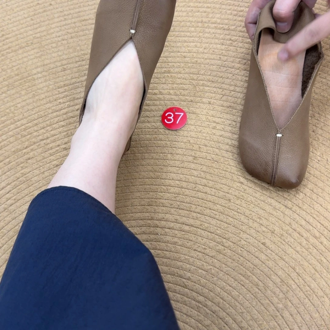 鱼嘴鞋牛皮真皮女士牛皮
