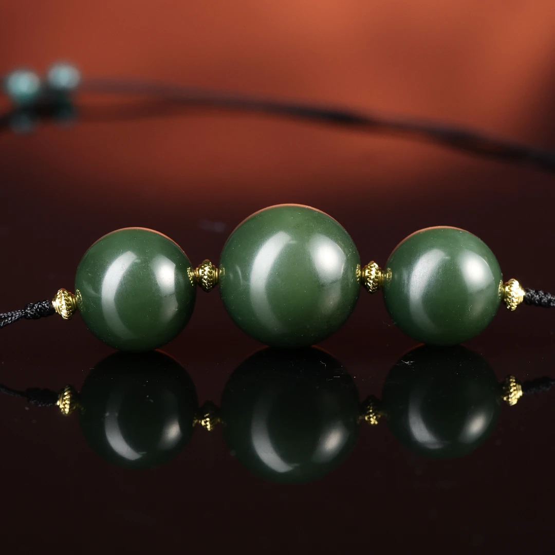 rl和田玉黑青圆珠锁骨链smc2511231188