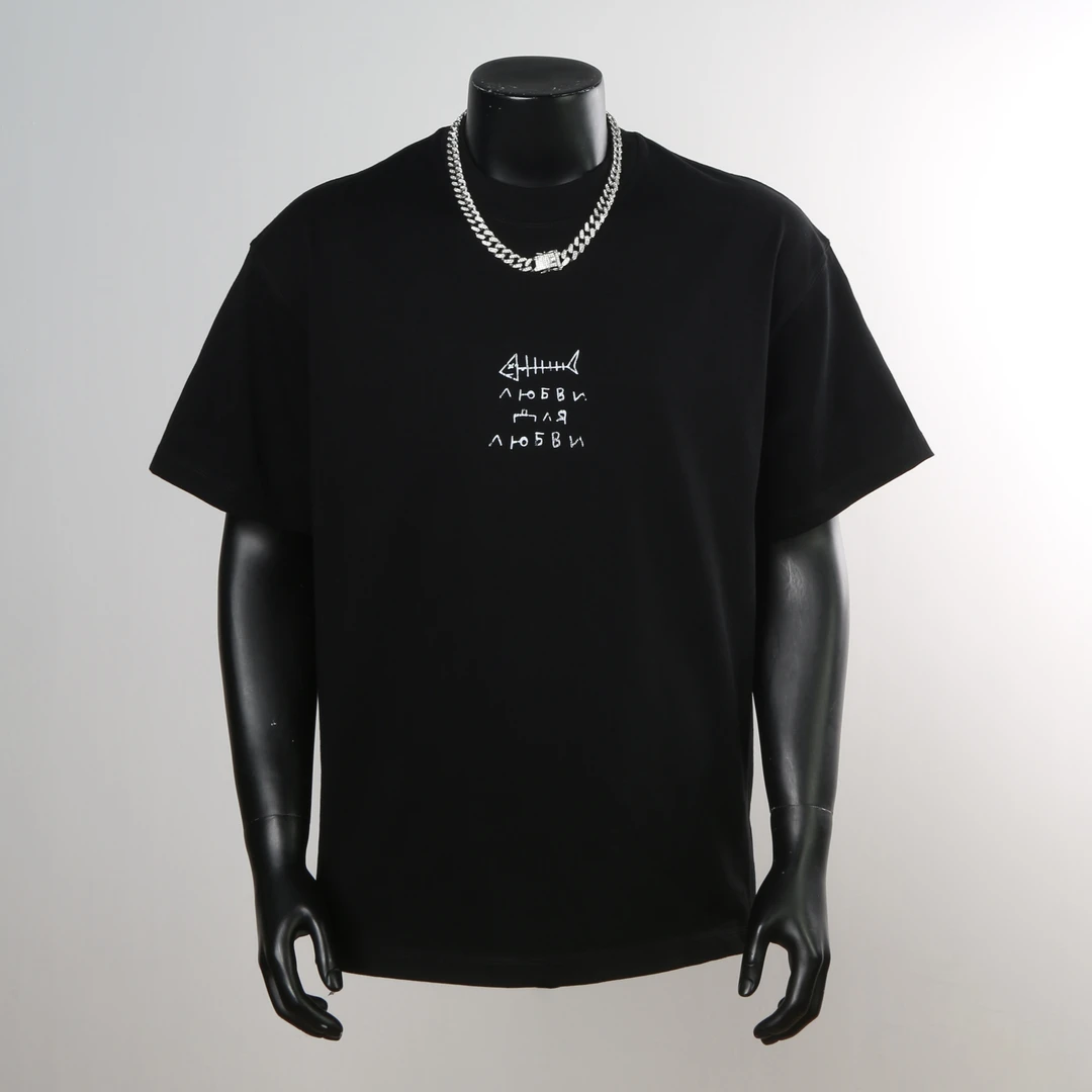 CARH潮牌做旧裂纹印花t恤废土风高级感男装100%纯棉黑色短袖t恤衫