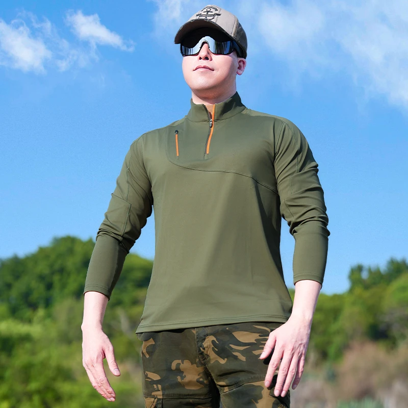 2025年路西哲拼色吸湿排汗长袖速干衣拼接立领时尚速干衣拉链上衣