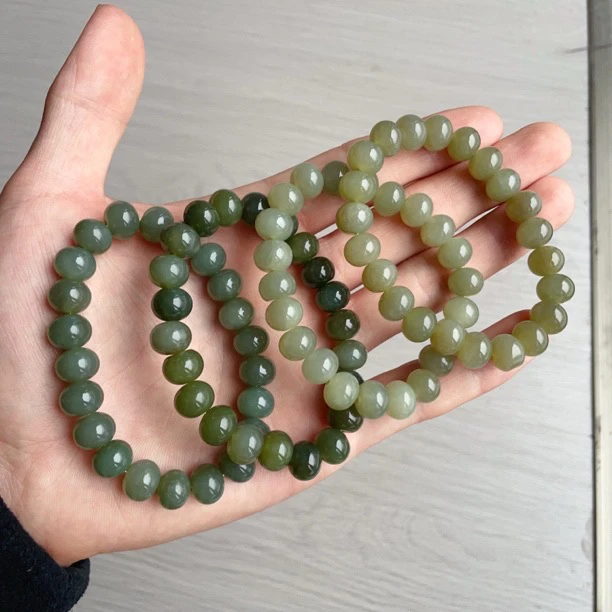 天然和田玉算盘珠手串约8x10mm左右多样性发其一ly颜色随机