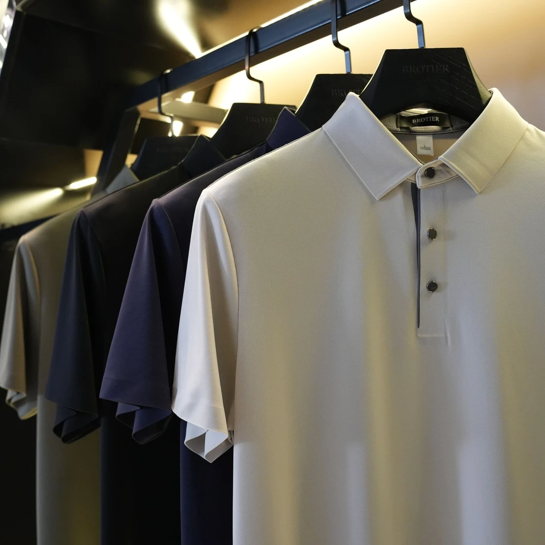 BROTIER/堡地亚 桑蚕丝短袖Polo衫轻奢速干凉感轻奢休闲透气百搭