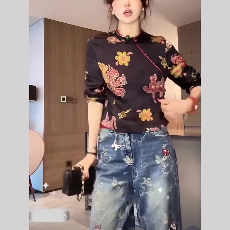 新中式国风女装知性风上衣2025早秋新款高级感老钱风改良唐装衬衫