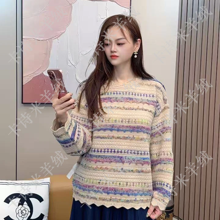 【卡诗米羊绒】25393时尚山羊绒100%高定轻奢女款宽松上衣