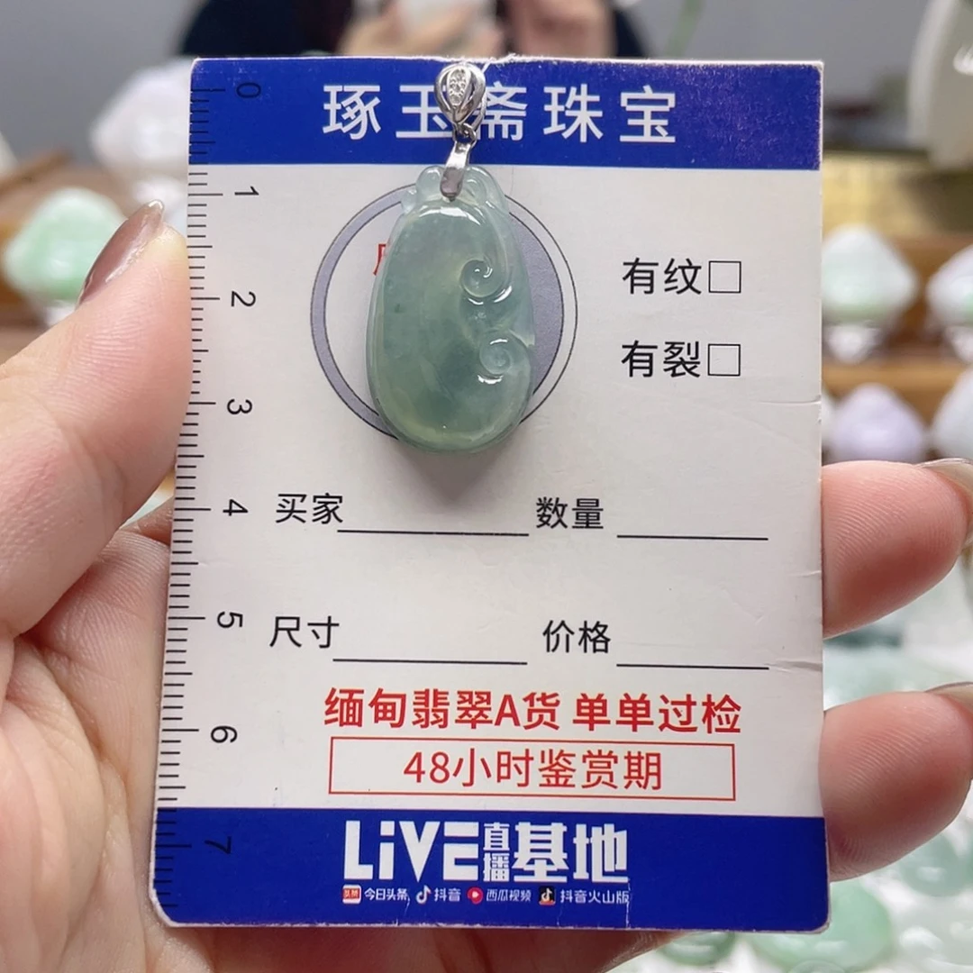 颈饰银S925镶嵌翡翠如意