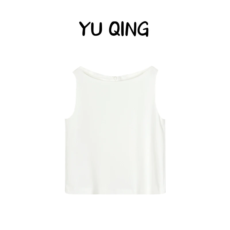WYQ-新款【格调自现】夏季法式一字领设计气质简约无袖上衣