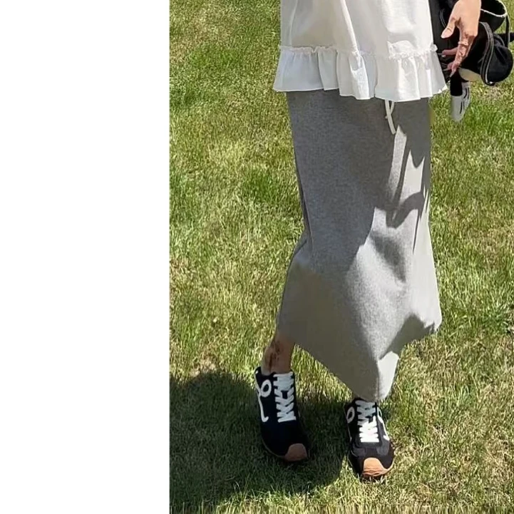 墨迹姐 高个子加长“一步裙”休闲宽松半身裙 女