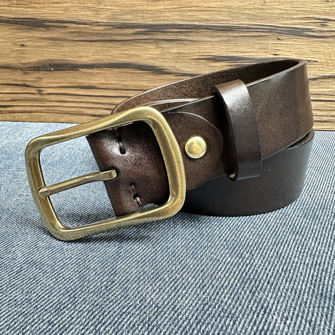 男士真皮复古头层牛皮腰带高档个性潮流铜扣皮带百搭腰带男款