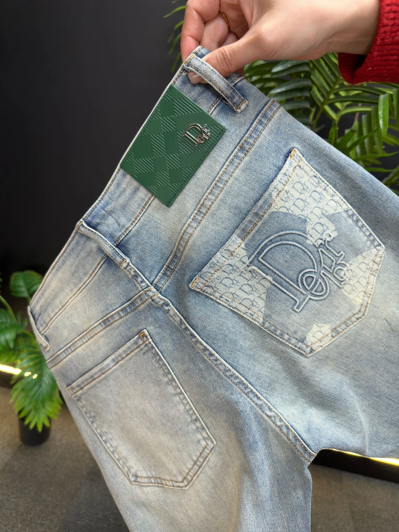 【ZB专属】春夏款高端激光烧花设计男士牛仔裤修身弹力小直筒牛仔裤