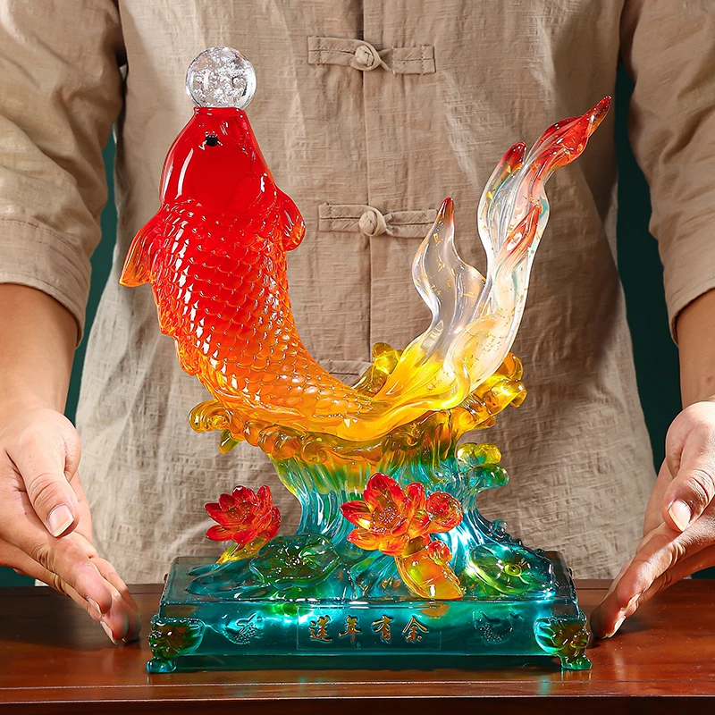 莲年有余金鱼摆件家居装饰客厅电视柜乔迁礼品