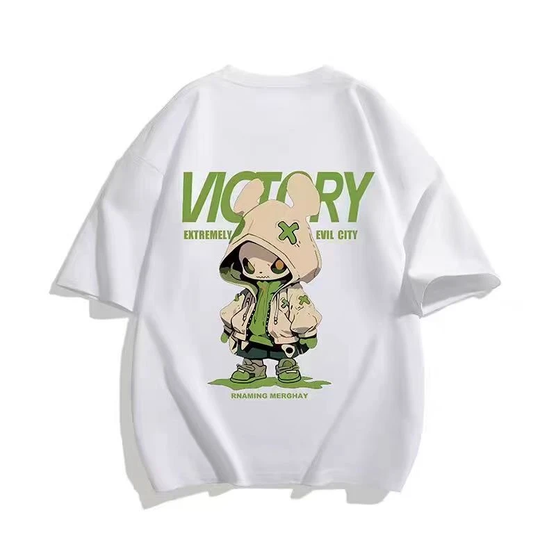 短袖t恤 纯棉男生青少年美式潮牌夏季宽松圆领纯棉新款上衣半袖