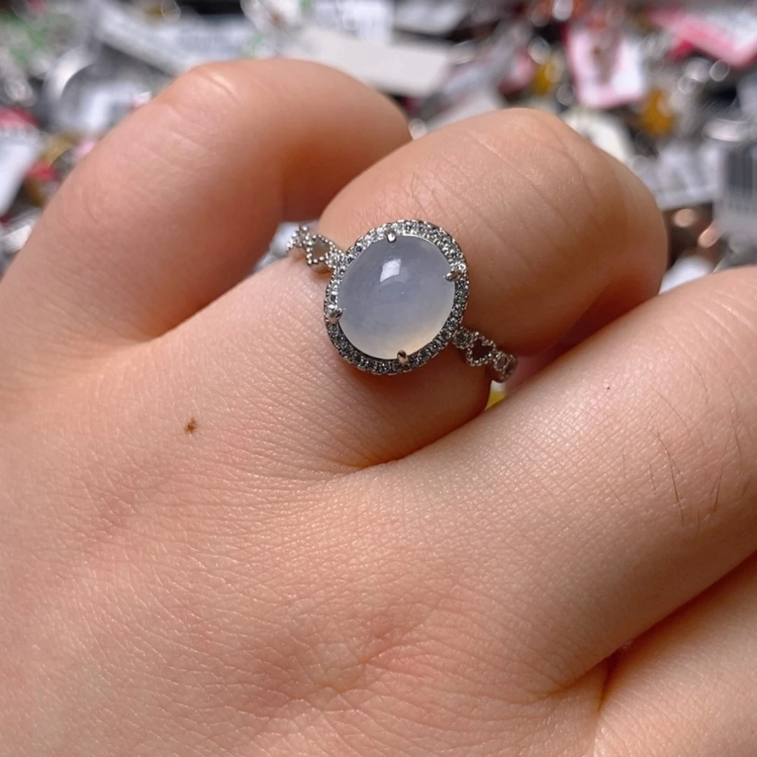 银S925镶嵌戒指翡翠百内无证书