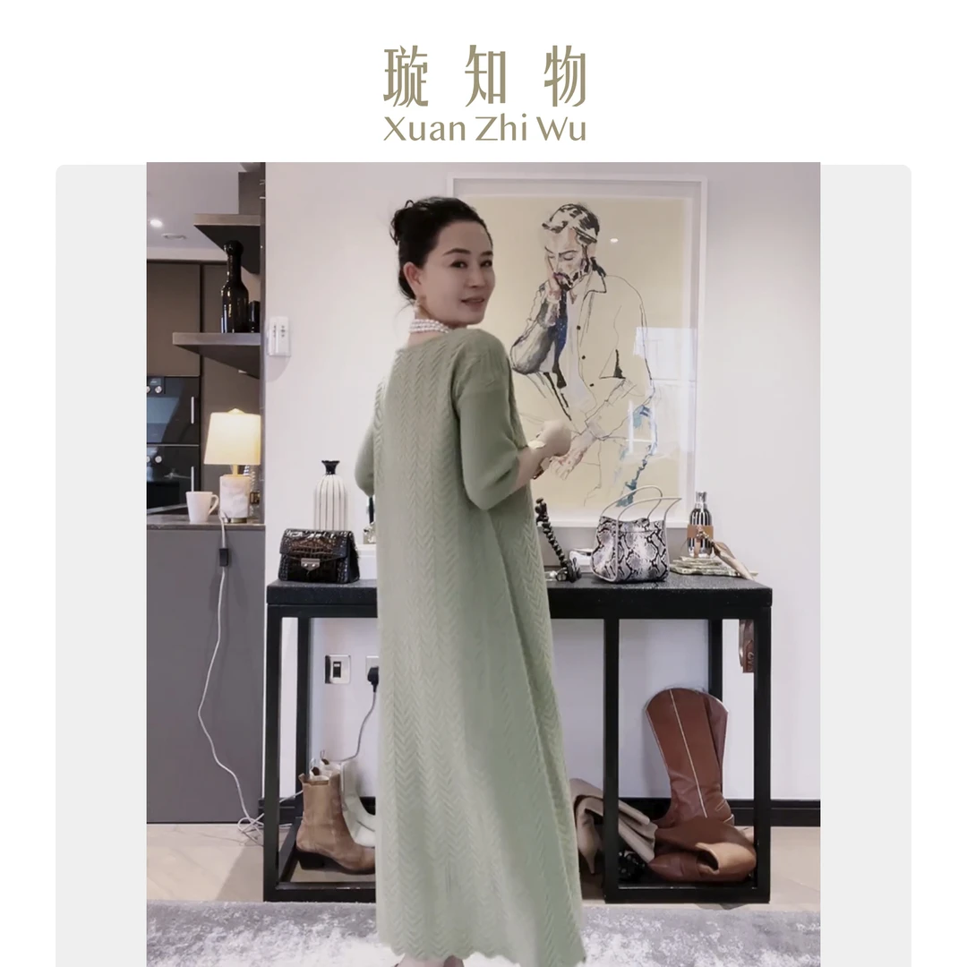 诺曼底连衣裙长款1oo绵羊毛气质显瘦王璇原创设计