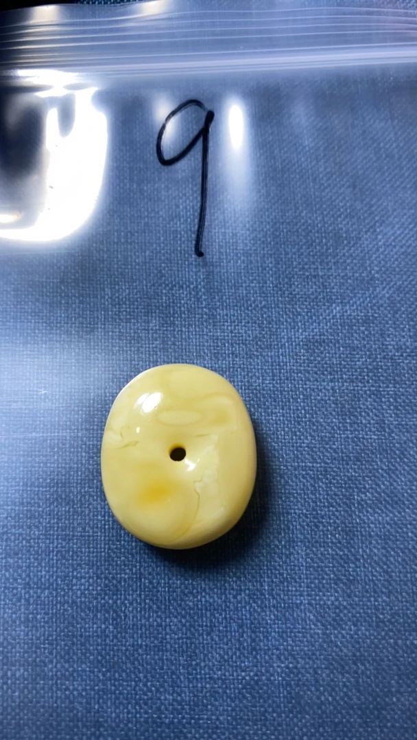 天然蜜蜡白蜡花方扣