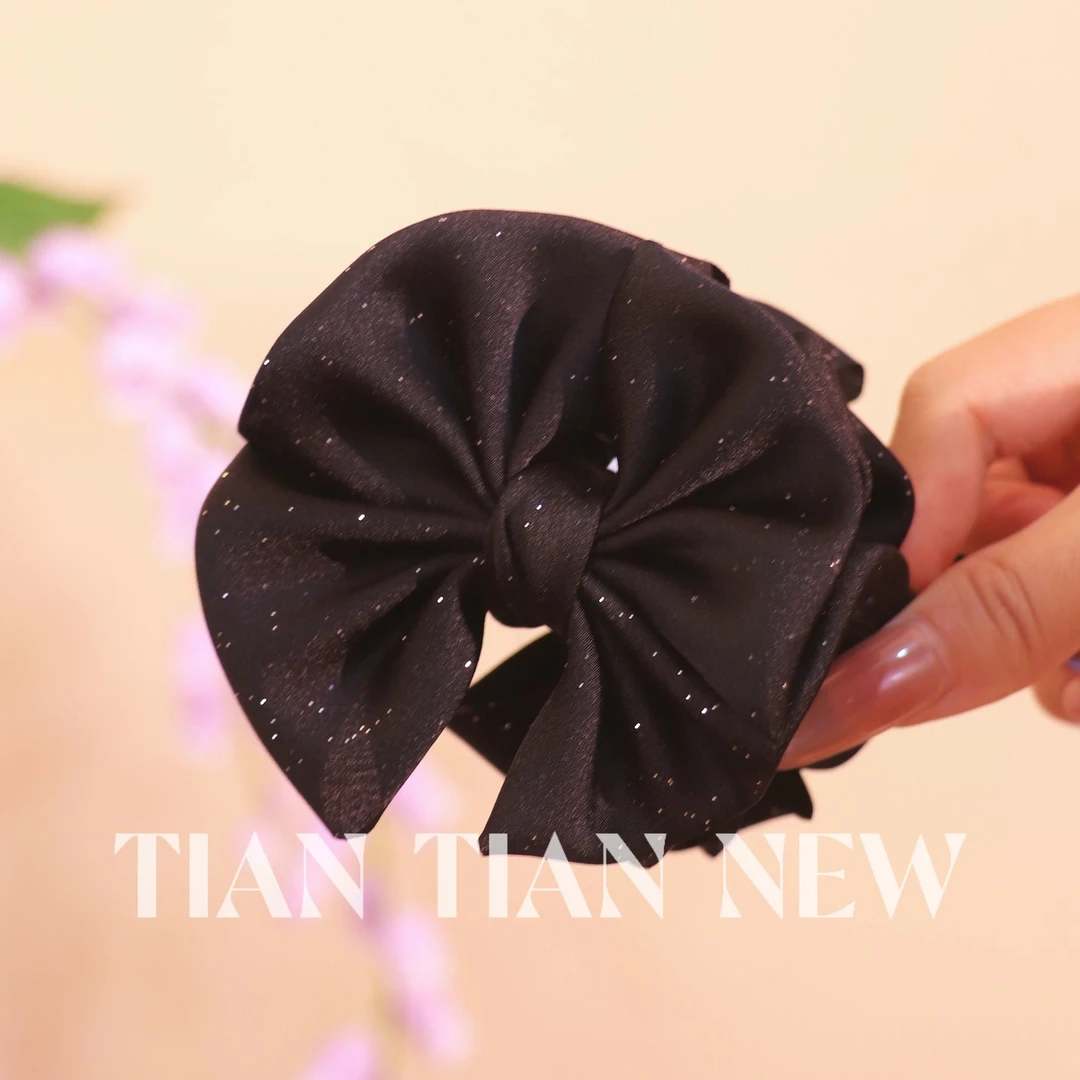 A080细闪双面蝴蝶结抓夹女高马尾丸子头饰盘发固定神器高级感发夹