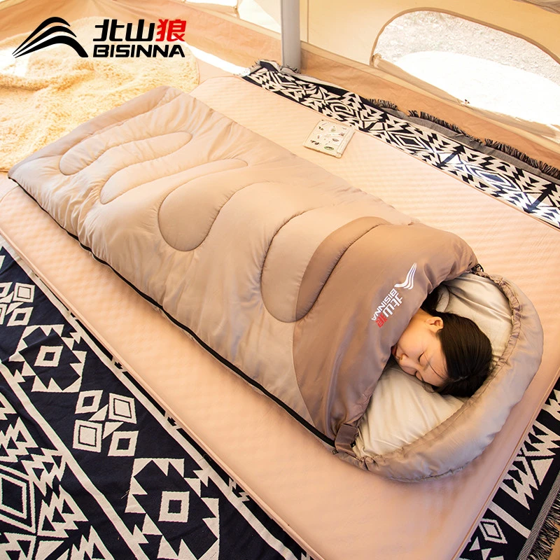 北山狼睡袋四季通用款成人户外露营冬季加厚防寒双人车用被子两用