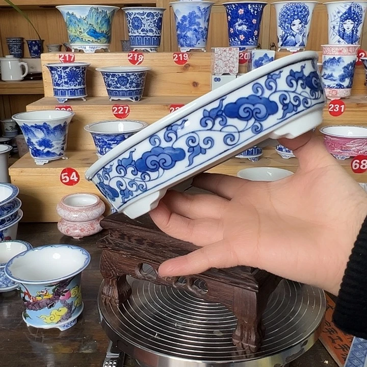 山***堂墨奈手绘陶瓷花盆