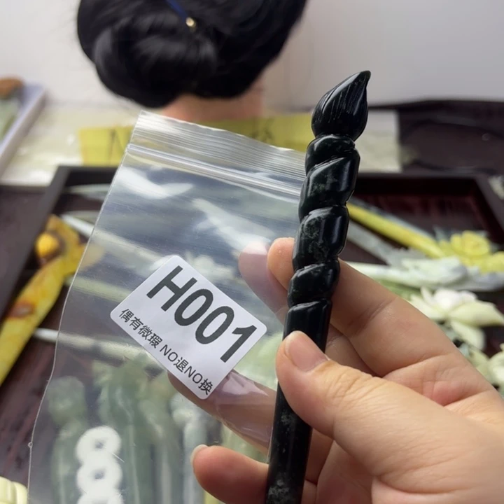 蛇纹石玉发饰合金欣*