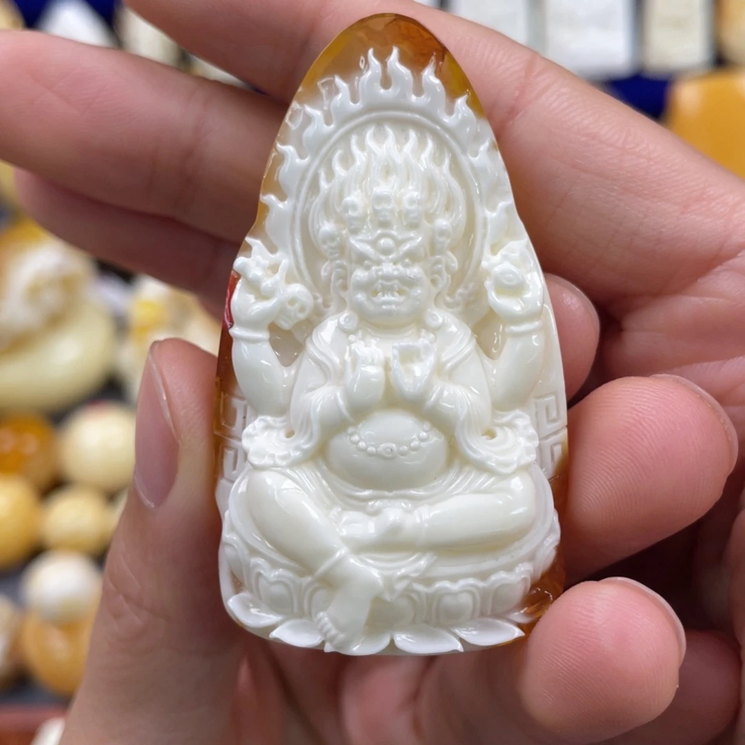 蜜蜡裸石未镶嵌琥珀蜜蜡大黑天