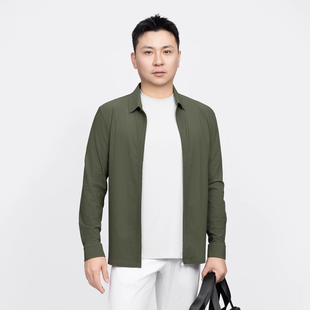 【都市通勤】男士夏季翻领拉链开衫轻薄透气舒适皮肤衣外套 GW48