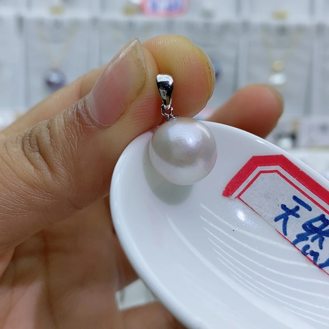 淡水珍珠银S925镶嵌吊坠(赠链)
