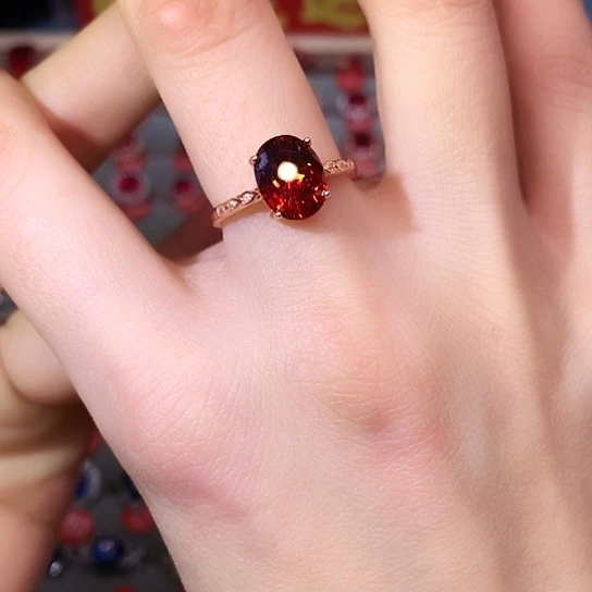石榴石戒指银S925镶嵌