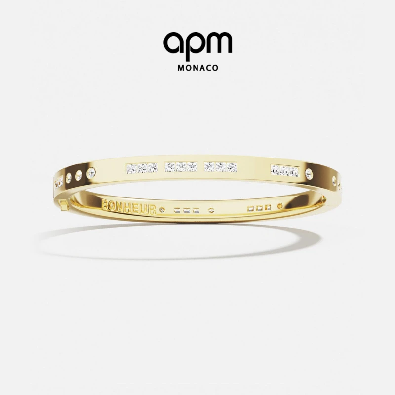 [明星同款]APM Monaco BONHEUR摩斯金黄色饰品高级感礼物手镯