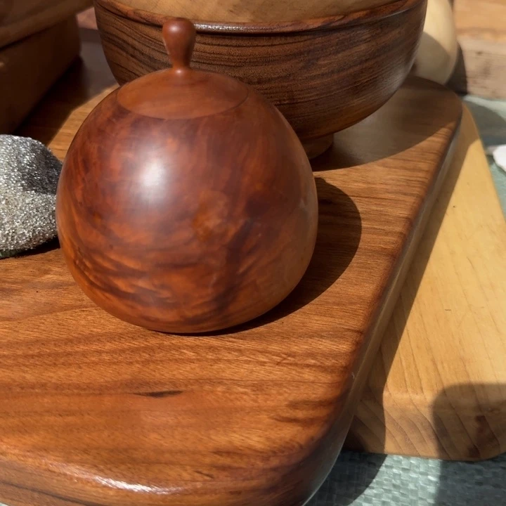 红枣木茶仓阿力木亲手制作