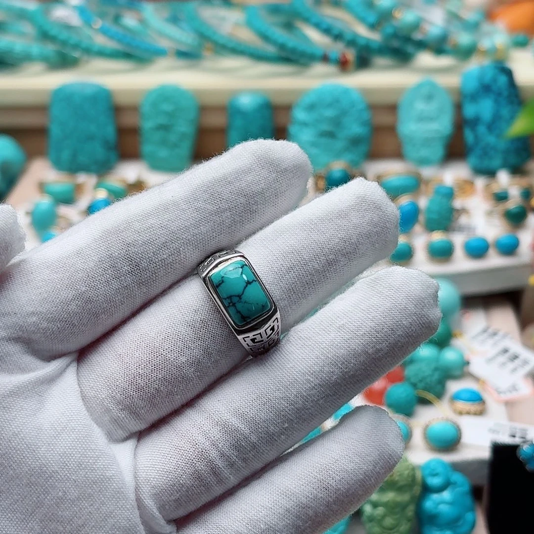 绿松石银S925镶嵌戒指