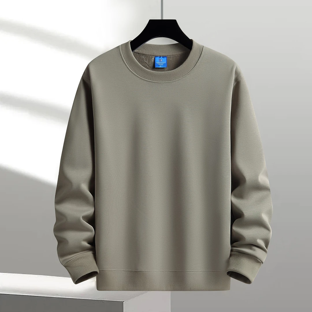 纯色卫衣男加绒加厚保暖长袖秋冬宽松情侣国潮男装休闲圆领打底衫