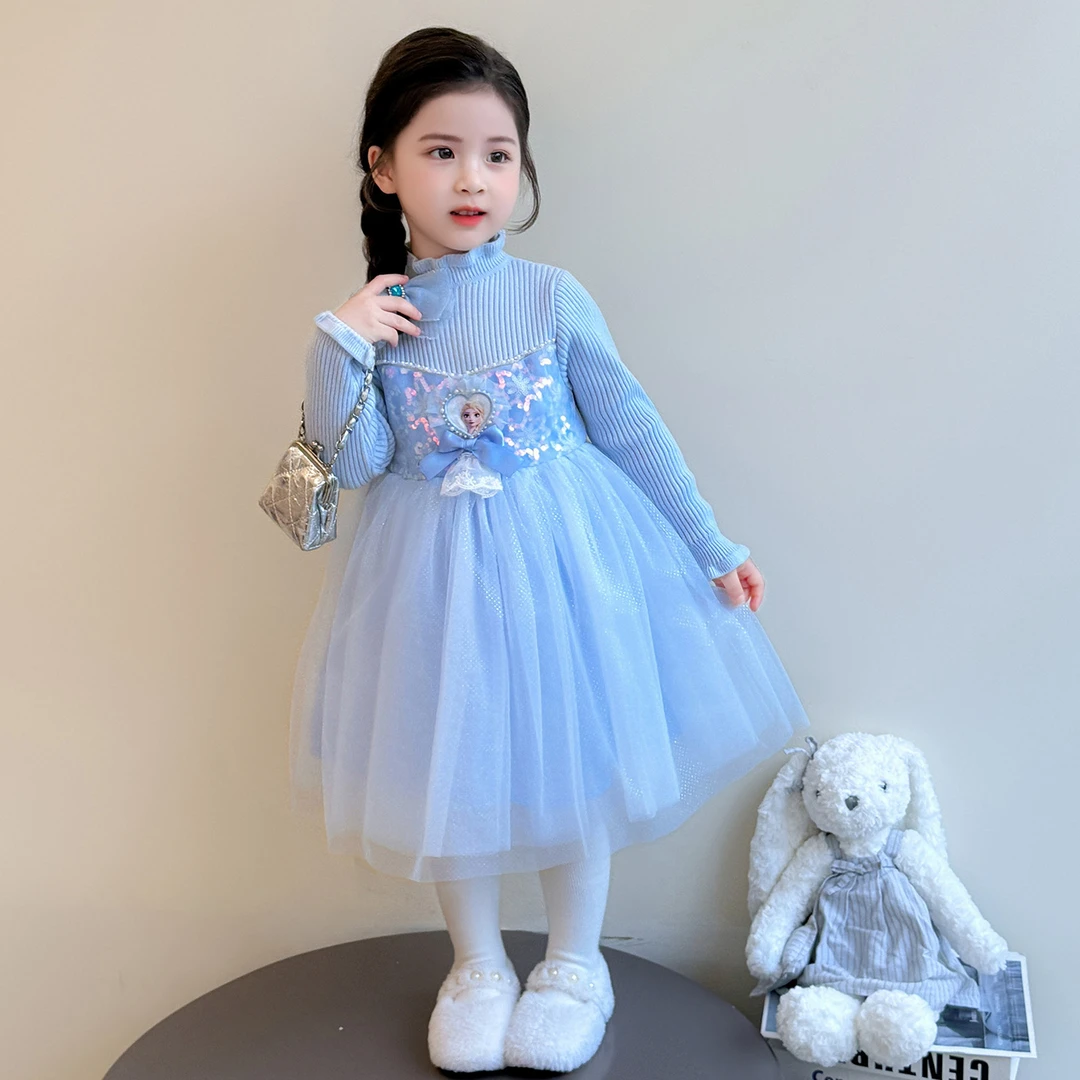 艾莎公主裙女童秋冬2025新款生日裙子儿童冰雪奇缘女孩爱莎连衣裙