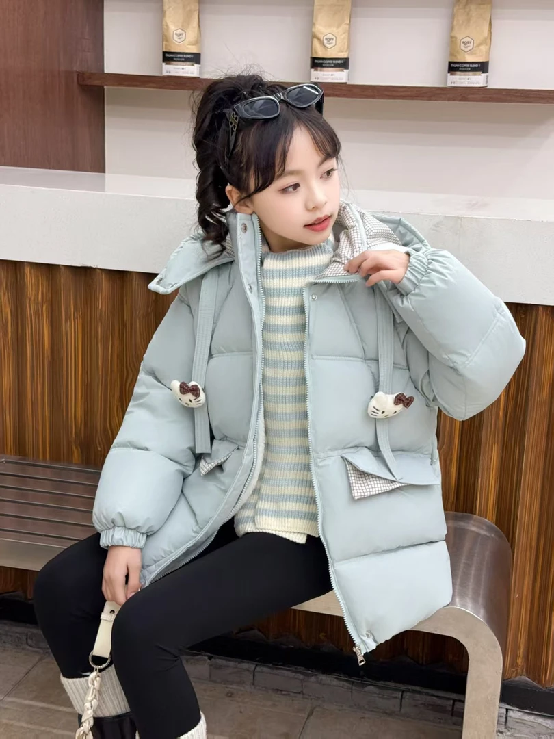 冬季新款加厚纯色围巾儿童棉服