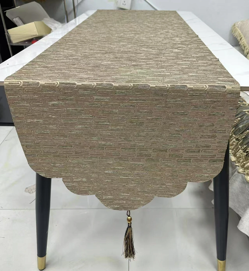 尺寸45*250亚麻面料雕花工艺电视柜桌旗送吊穗