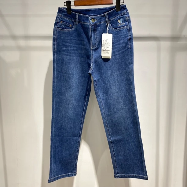 牛仔法棍牛仔裤女士春季新款1009 直筒牛仔裤百搭高腰显瘦