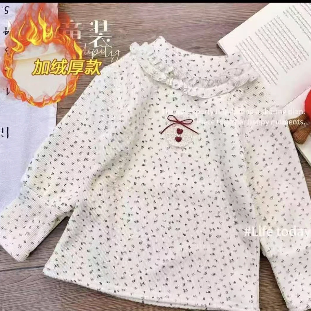 女童加绒打底碎花图案