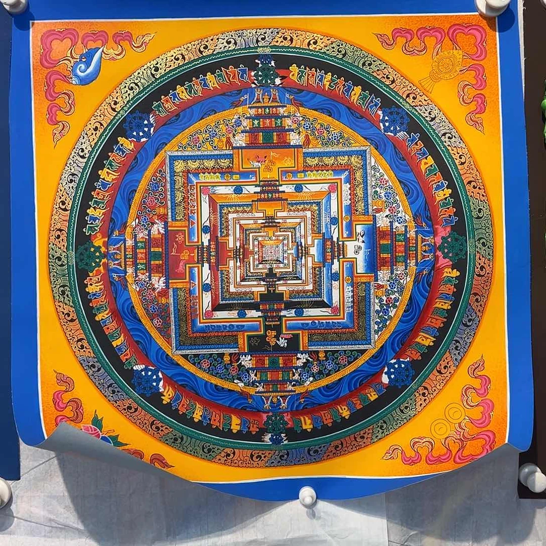 爱***秀装裱画纯手绘坛城唐卡