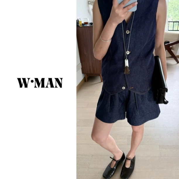 【清 特价】NO退换 复古雅绅感 重磅汗麻棉气质飒感短裤马甲套装