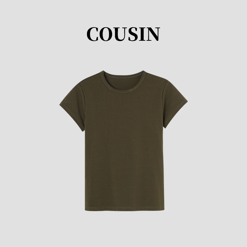 2025春夏新品高弹力T恤简约小众时尚打底衫女装女2175