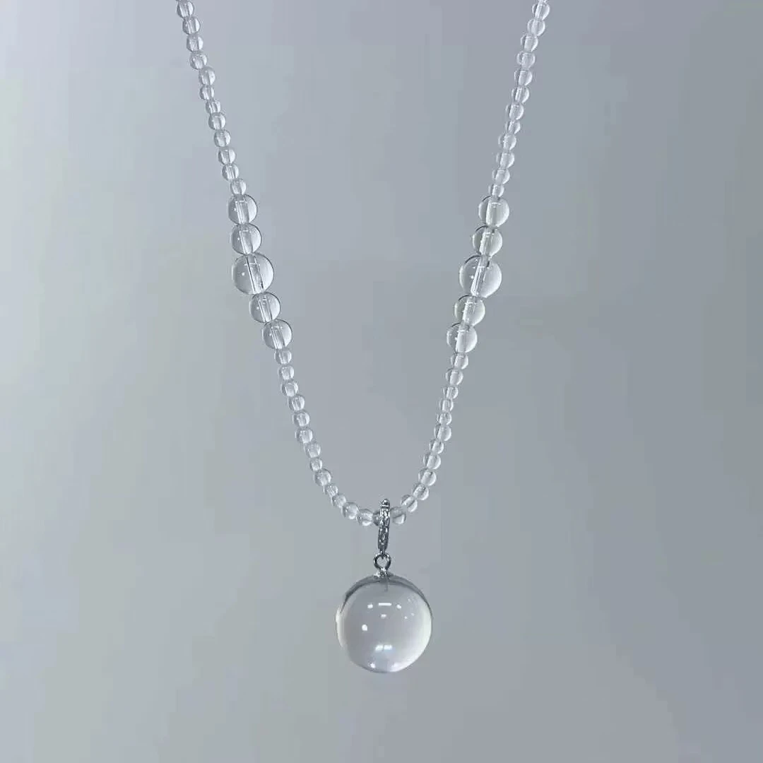 【水晶项链】白水晶露珠项链女轻奢通透锁骨链 s418