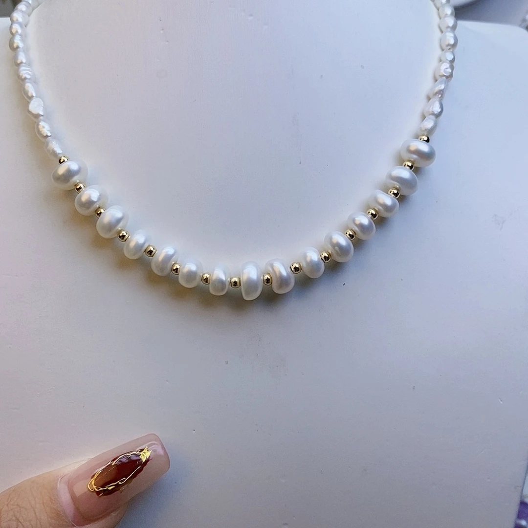 淡水珍珠颈饰银S925镶嵌