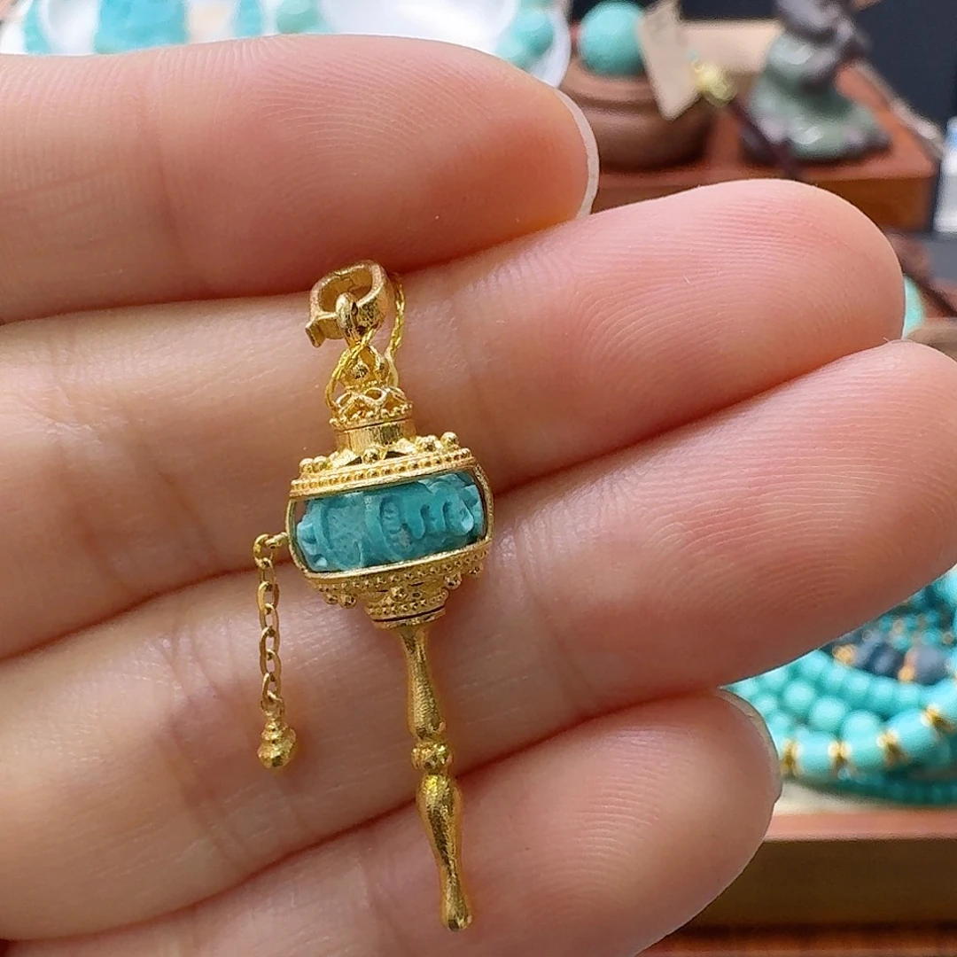 绿松石18K金镶嵌珠宝半成品