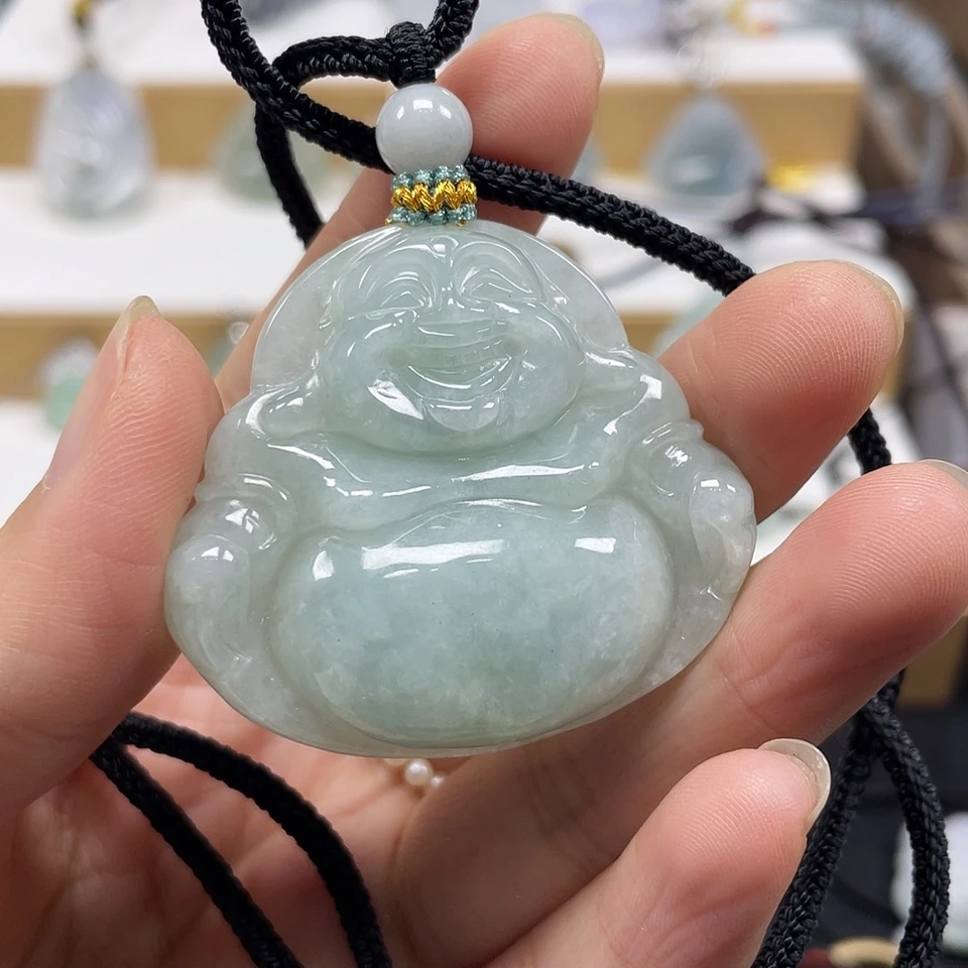 翡翠未镶嵌颈饰天然翡翠佛公吊坠一件58号