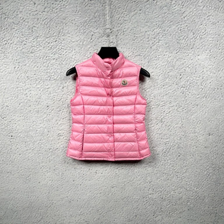 99新 MONCLER 大童码粉色内胆立领马甲 胸前小logo徽标/12