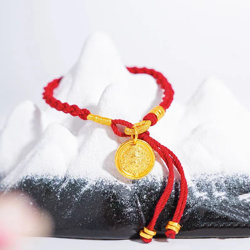 合金手链 【小熹珠宝】时尚大气纯手工编织黄财神0220-5