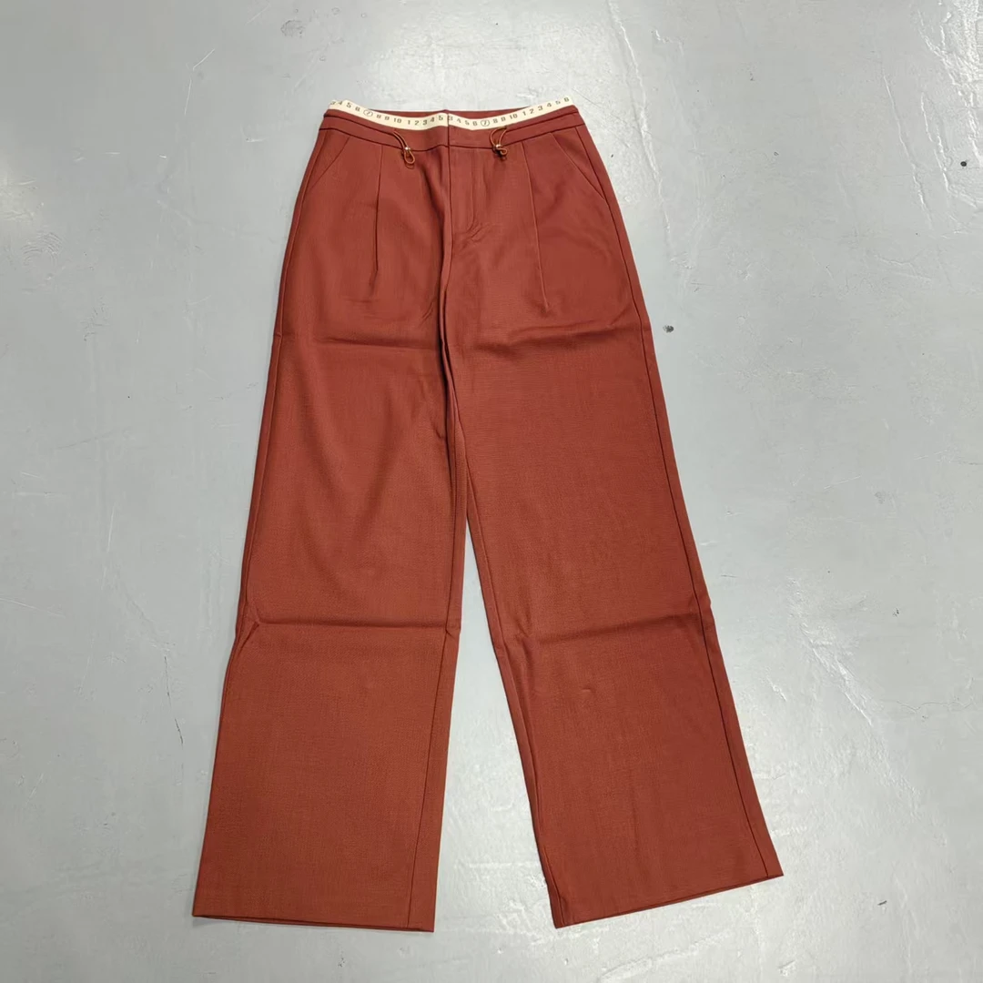 【南油玲姐】砖红色数字款休闲裤108002