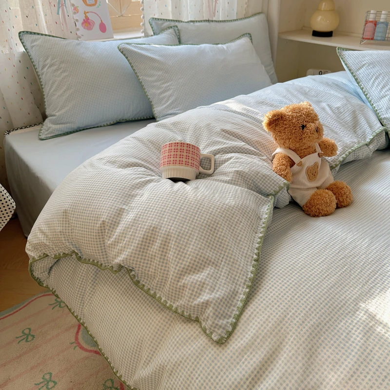 A类母婴级四件套非全棉纯棉被套简约床单人学生宿舍三件套床笠款4